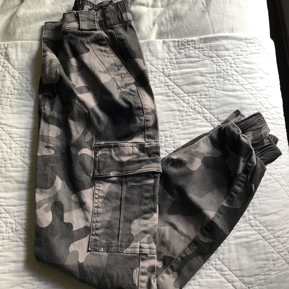 Grey Camo Cargo Jogger Pants